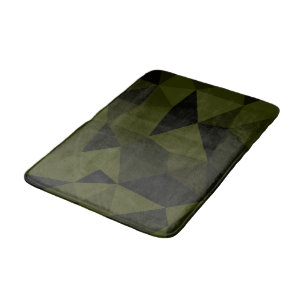 Dark army green black geometric mesh pattern cool bath mat