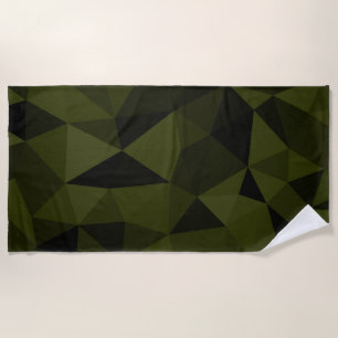 Dark army green black geometric mesh pattern cool beach towel