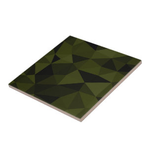 Dark army green black geometric mesh pattern cool  ceramic tile