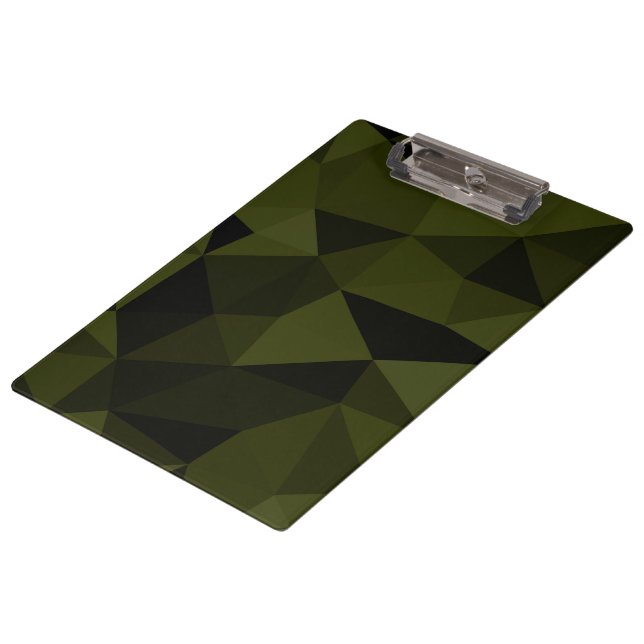 Dark army green black geometric mesh pattern cool  clipboard (Angled)