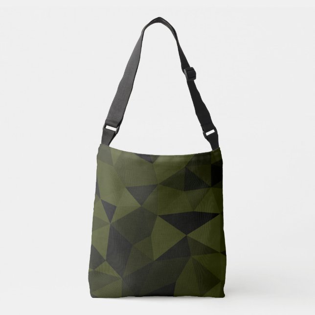 Dark army green black geometric mesh pattern cool  crossbody bag (Front)