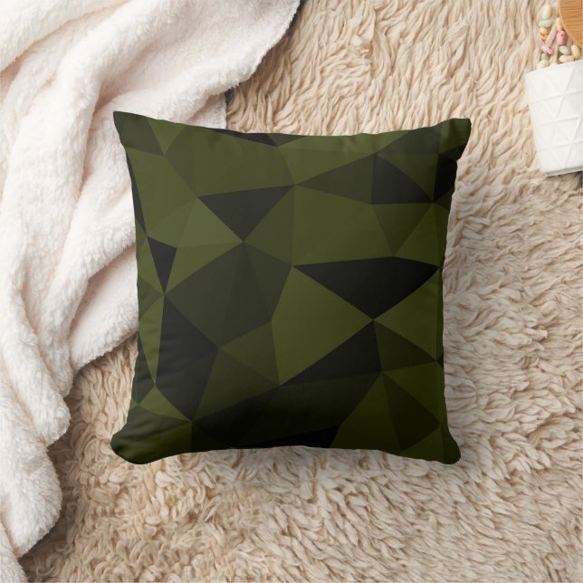 Dark army green black geometric mesh pattern cool  cushion (Blanket)