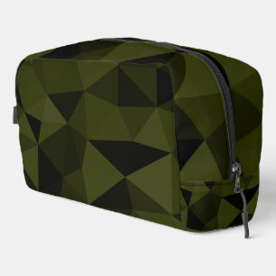 Dark army green black geometric mesh pattern cool dopp kit