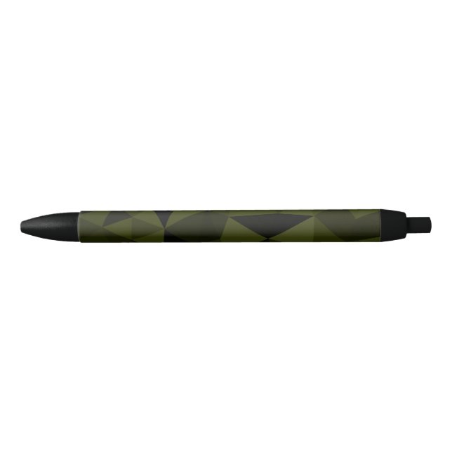 Dark army green black geometric mesh pattern cool  ink pen (Front)