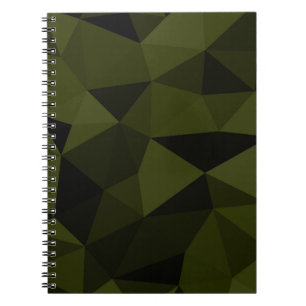 Dark army green black geometric mesh pattern cool notebook