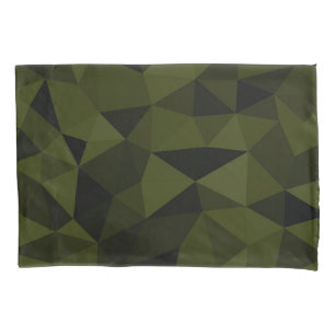 Dark army green black geometric mesh pattern cool  pillowcase
