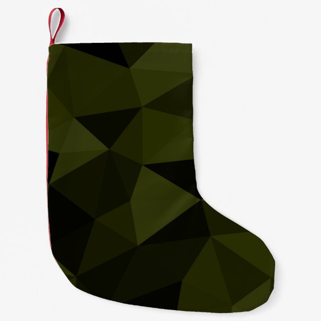 Dark army green black geometric mesh pattern cool  small christmas stocking (Front)