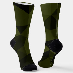 Dark army green black geometric mesh pattern cool  socks
