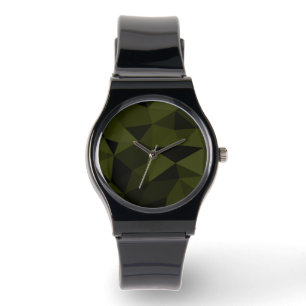 Dark army green black geometric mesh pattern cool watch