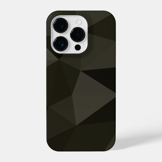 Dark army grey brown black geometric mesh pattern iPhone case (Back)