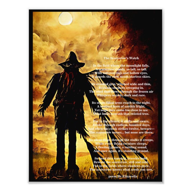  dark art and poem Creepy Scarecrow horror art Photo Print (Front)