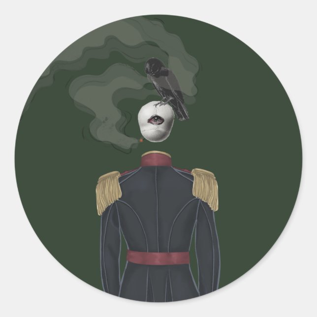 dark art collage art with background classic round sticker (Front)