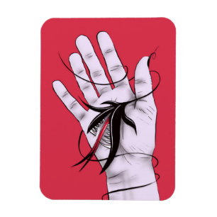 Dark Art - Hand With Monster - Red Black Gothic Magnet