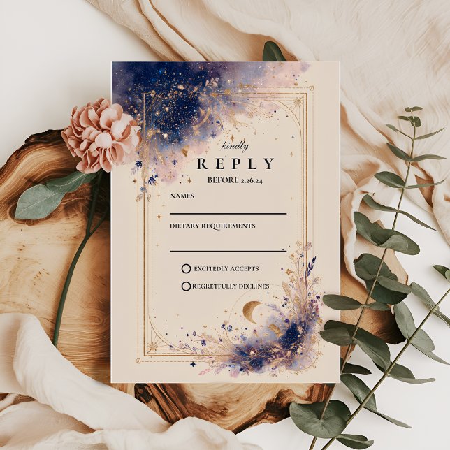 Dark Astrology Wedding RSVP Card (Creator Uploaded)