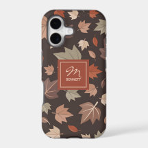 Dark Autumn Leaves Monogram Personalised