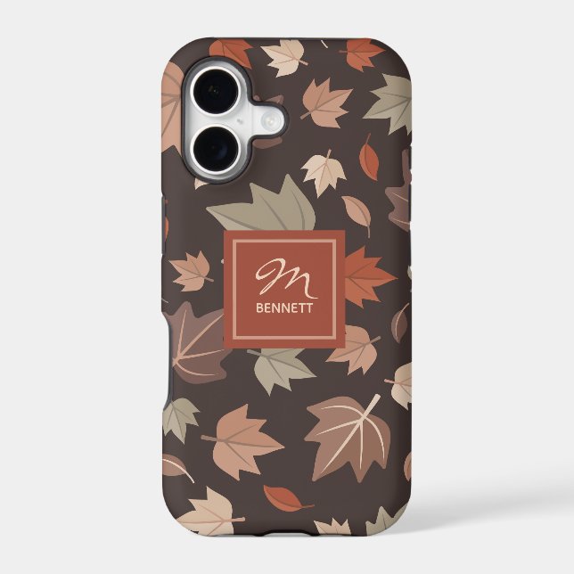Dark Autumn Leaves Monogram Personalised (Back)