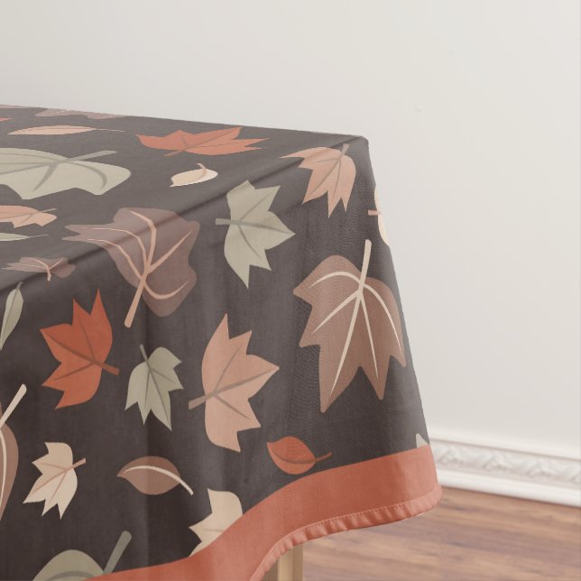 Dark Autumn Leaves Tablecloth Fall Dining (In Situ)