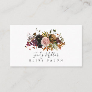 Dark Autumn Moody Floral Bouquet Salon Business Card