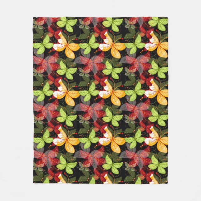 Dark Autumn Pattern Fleece Blanket (Front)