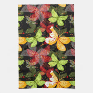 Dark Autumn Pattern Tea Towel