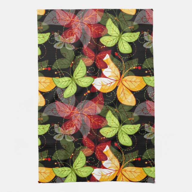 Dark Autumn Pattern Tea Towel (Vertical)