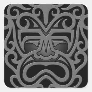Dark Aztec Mask Square Sticker