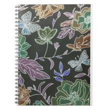 Dark Background Butterflies and Flowers Design