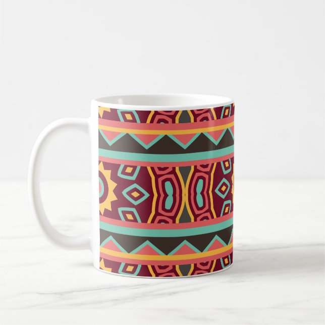 Dark Background: Ethnic Aztec Seamless Coffee Mug (Left)