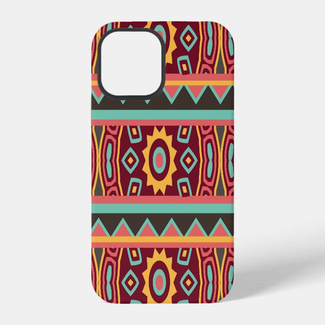 Dark Background: Ethnic Aztec Seamless iPhone Case (Back)