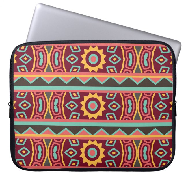 Dark Background: Ethnic Aztec Seamless Laptop Sleeve (Front)