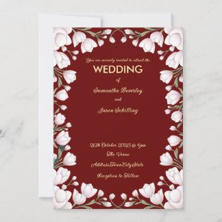 Dark background floral border invitation