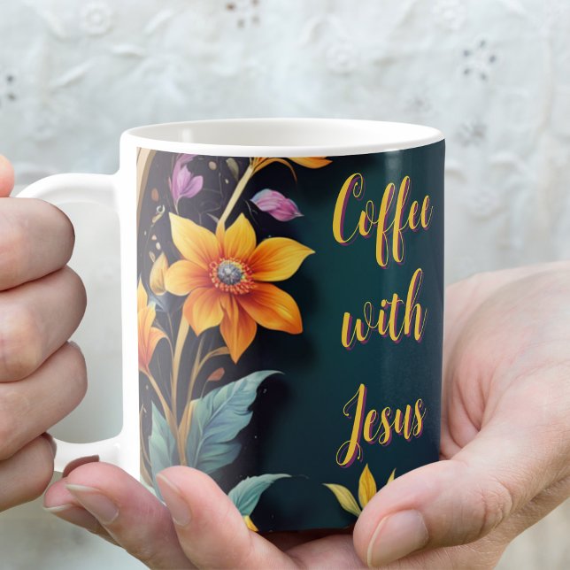  Dark Background Floral Customisable Faith Based C Coffee Mug (Creator Uploaded)