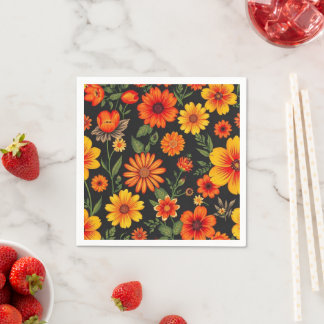 Dark Background Floral Napkin