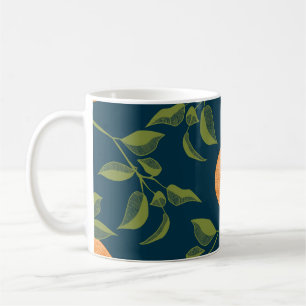 Dark Background Orange Citrus Branches Coffee Mug