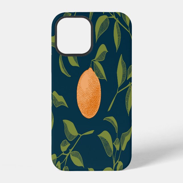 Dark Background Orange Citrus Branches iPhone Case (Back)