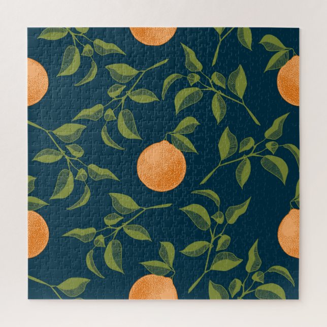 Dark Background Orange Citrus Branches Jigsaw Puzzle (Vertical)