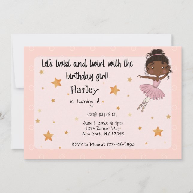 Dark Ballerina Party Invitation (Front)