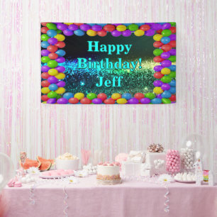 Dark Balloon Happy Birthday custom Vinyl Banner