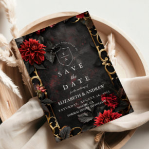 Dark Baroque Floral Wedding Save The Date