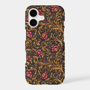 Dark Baroque Floral with Gold Scrolls