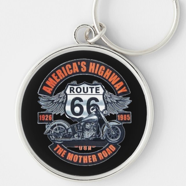 Dark Basic theme Route 66 Motorcycles Key Ring (Front)