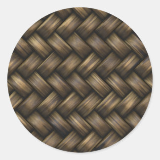 dark basket weave classic round sticker