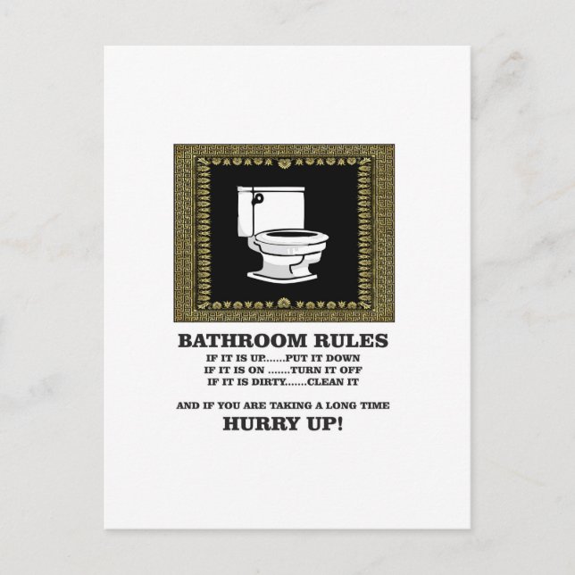 dark bathroom rules postcard (Front)