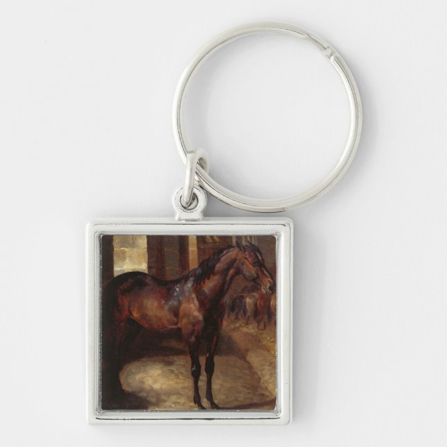 Dark Bay Horse in the stable Key Ring (Front)