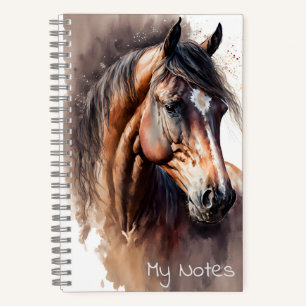 Dark Bay Horse Watercolor Notebook