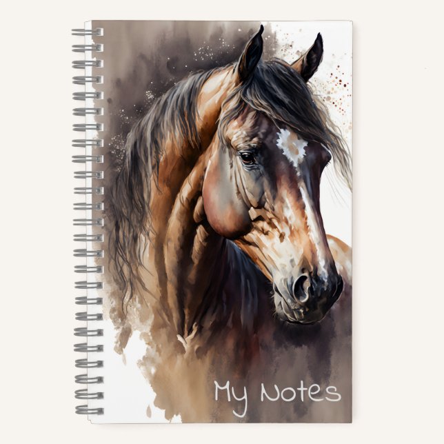 Dark Bay Horse Watercolor Notebook (Front)