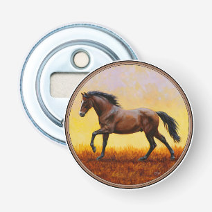 Dark Bay Stallion Horse Galloping Bottle Opener