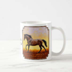 Dark Bay Stallion Horse Galloping Coffee Mug