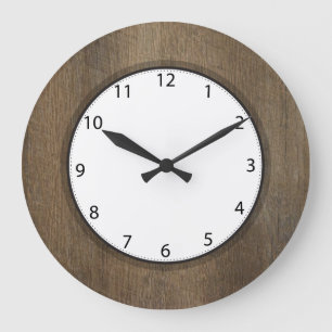 Dark Beach Wood Black Numbers Large Clock