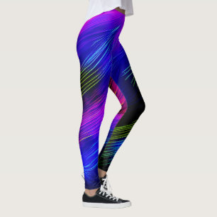 Dark beautiful colors neon glowing lights lines leggings